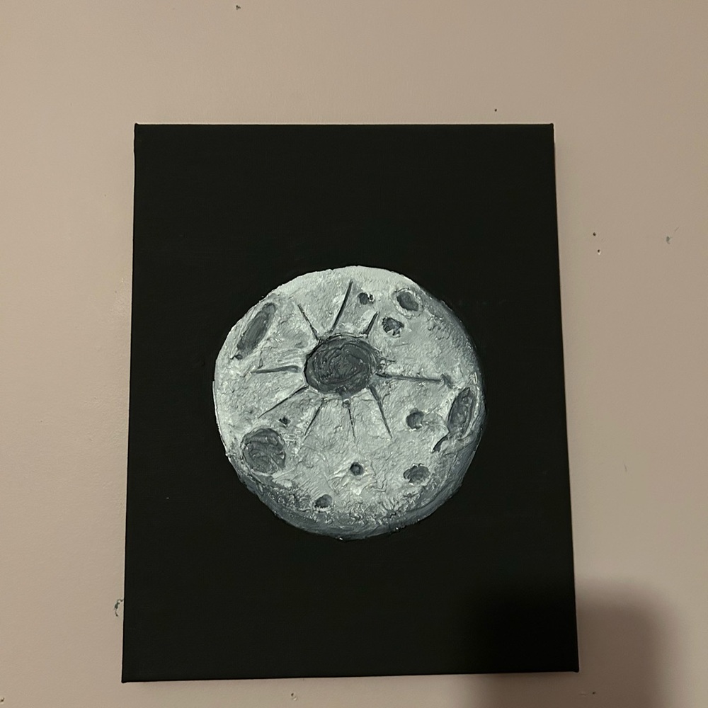 3D white, Black and Gray Moon on Canvas Art